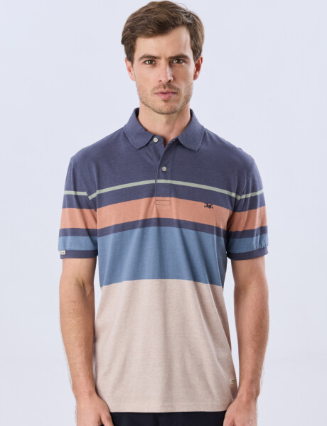 REMERA POLO RAYADA JERSEY Azul
