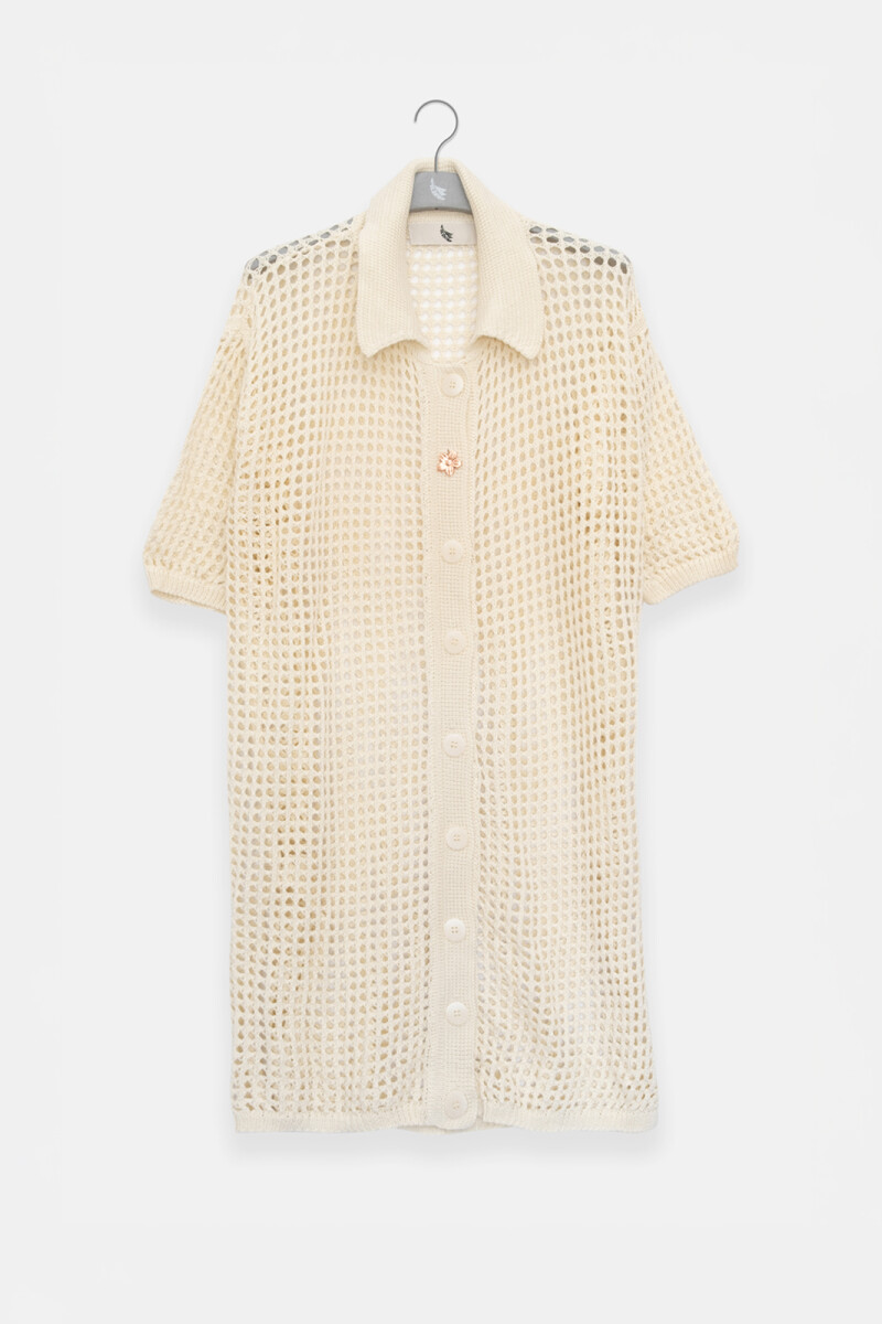 LONG KNIT SHIRT Cream