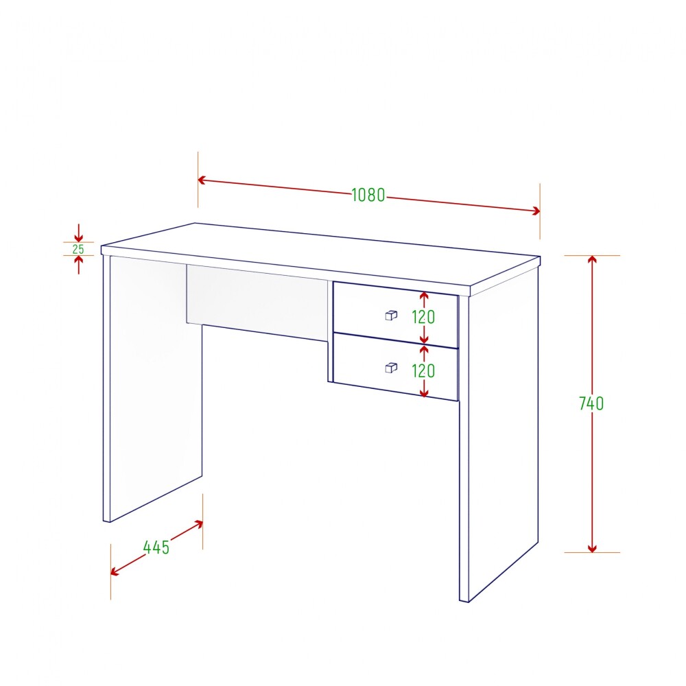 Escritorio Intelectual - 2 Cajones Blanco