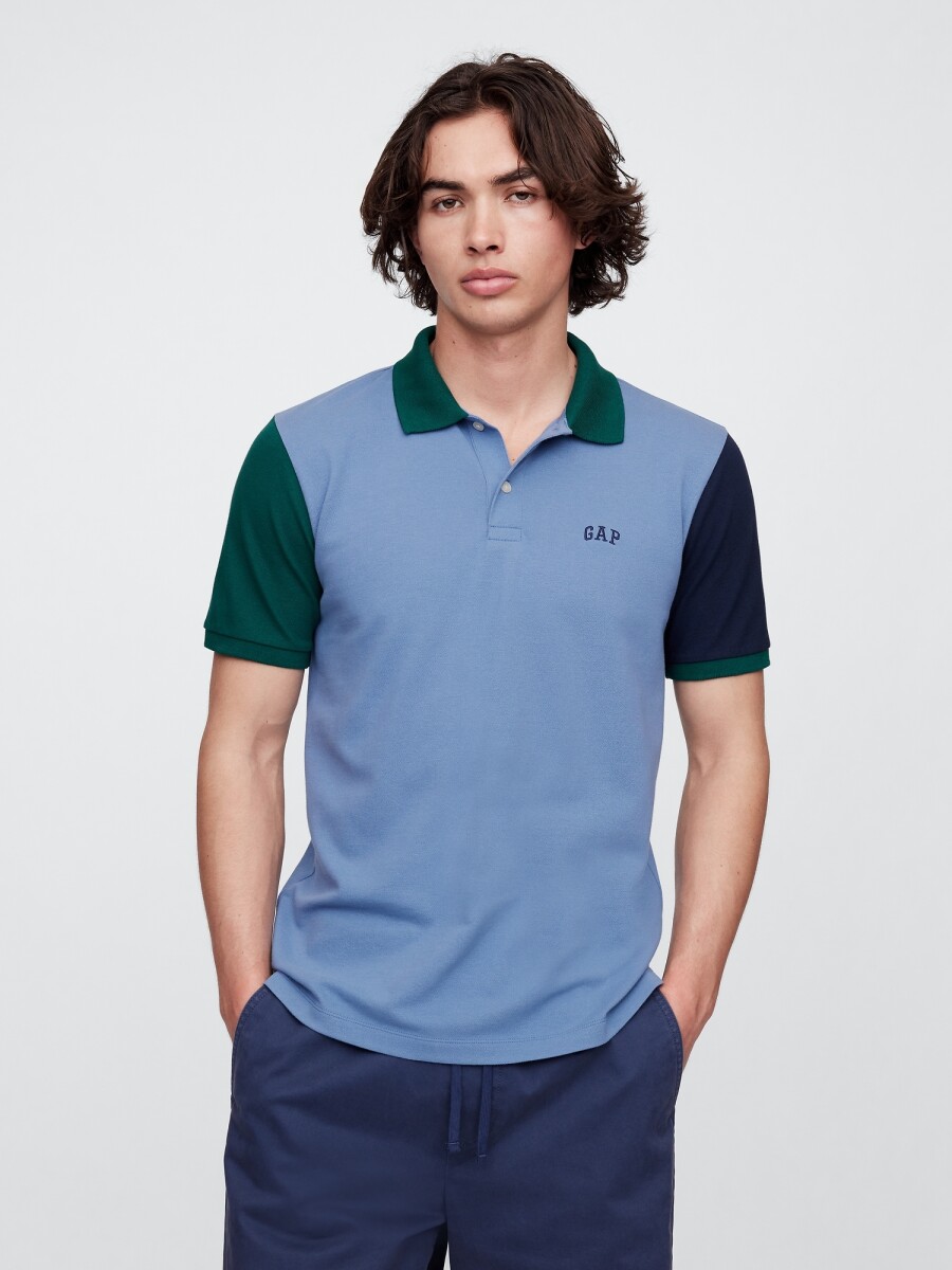 Remera Polo Logo Gap Hombre - Bainbridge Blue 