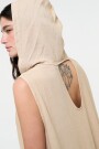 VESTIDO LARGO CON CAPUCHA Beige