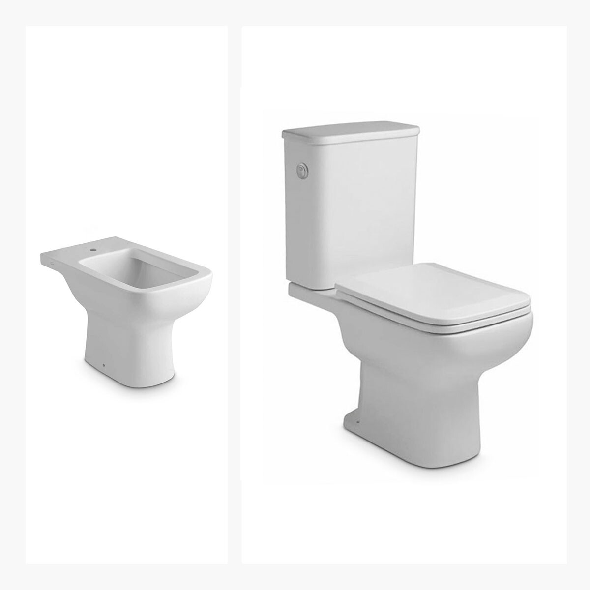 JUEGO INODORO, TAPA, MOCHILA Y BIDET FERRUM LINEA TRENTO descarga a 25cms. 