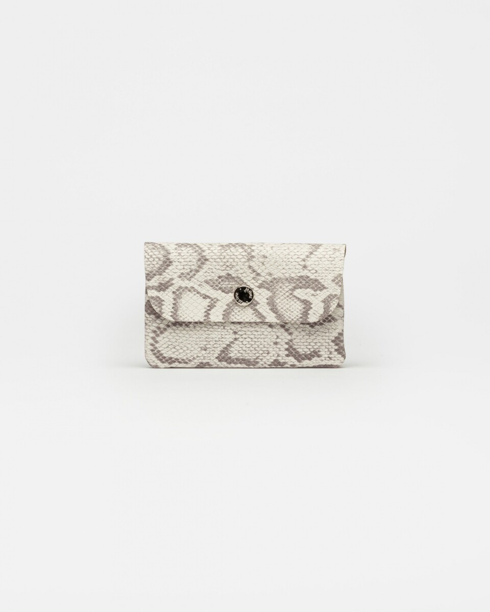 Tarjetero Santina en cuero snake print - Natural 