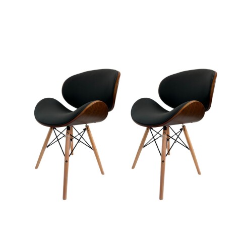 Silla de Comedor de Madera Elegante y Minimalista Acolchonado Color Negro x2 Unidades Silla de Comedor de Madera Elegante y Minimalista Acolchonado Color Negro x2 Unidades