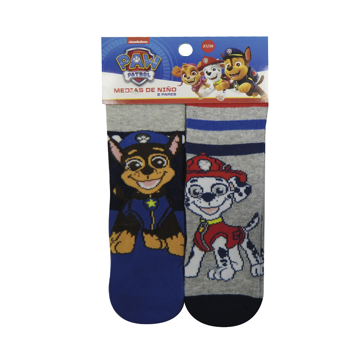 Pack x 2 Medias Infantiles Paw Patrol Talle 19/30 - CHASE Y MARSHALL 