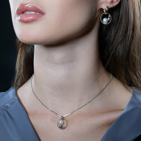Cadena y colgante Círculo de vida de MOON en plata 925, oro 18k y perla Cadena y colgante Círculo de vida de MOON en plata 925, oro 18k y perla