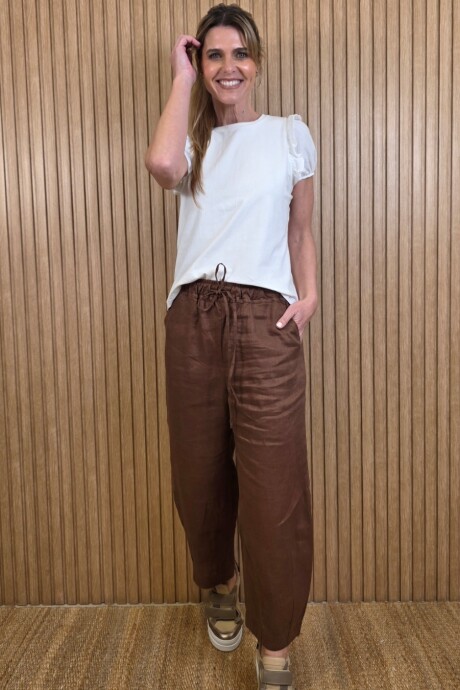 Pantalon Hans Puro Lino Chocolate
