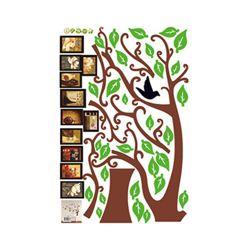 Vinilo Adhesivo Árbol Genealógico Portarretratos Para Pared Variante Color Marrón Verde