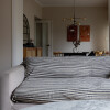 Manta para sillon y cama algodón Rayas Taupe 180 x 130 cm
