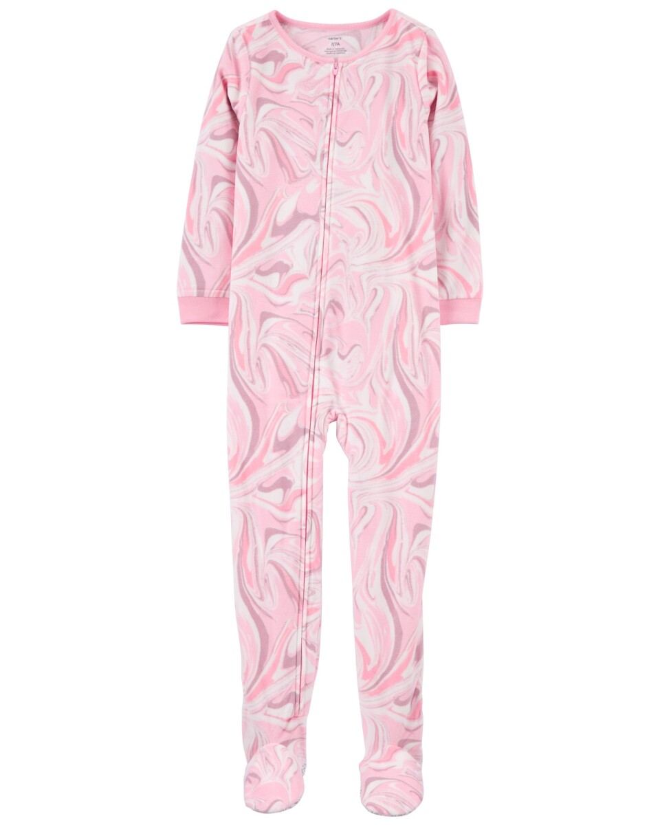 Pijama una pieza de micropolar, con pie, diseño remolinos 