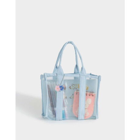 Set De Librería En Cartera De Mesh Azul Celeste