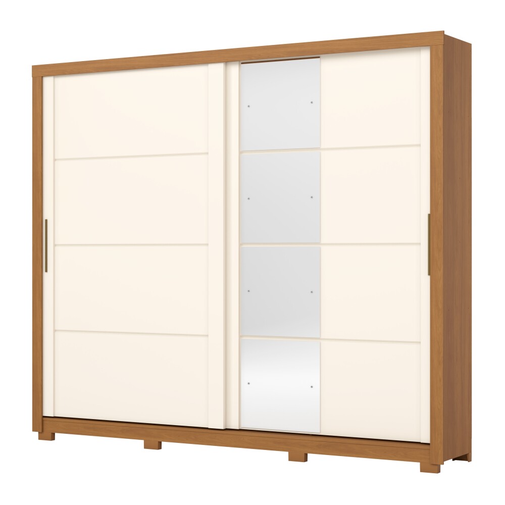 ROPERO PALACE 2 PUERTAS 4 CAJONES INTERNOS 1 ESPEJO GUARDARROPA CLOSET ARMARIO OFF WHITE