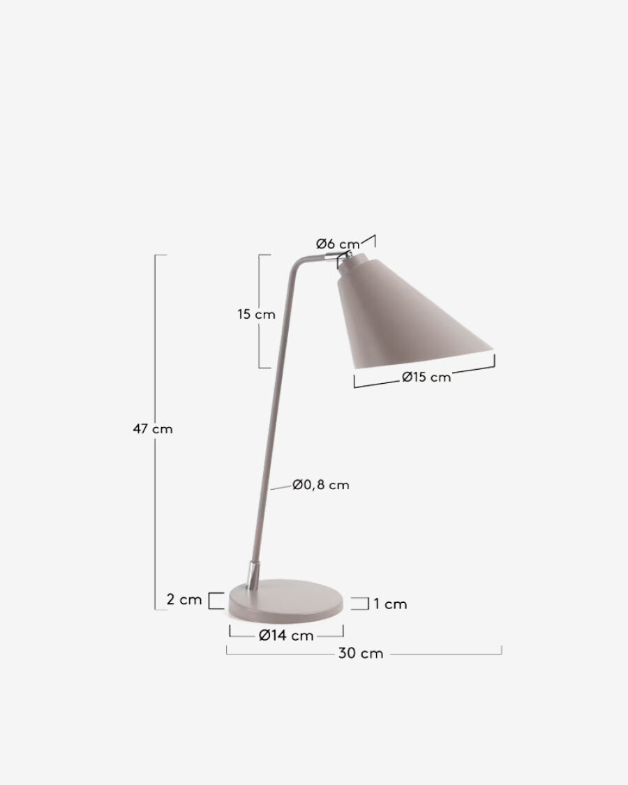Lámpara de mesa Tipir de acero con acabado blanco gris