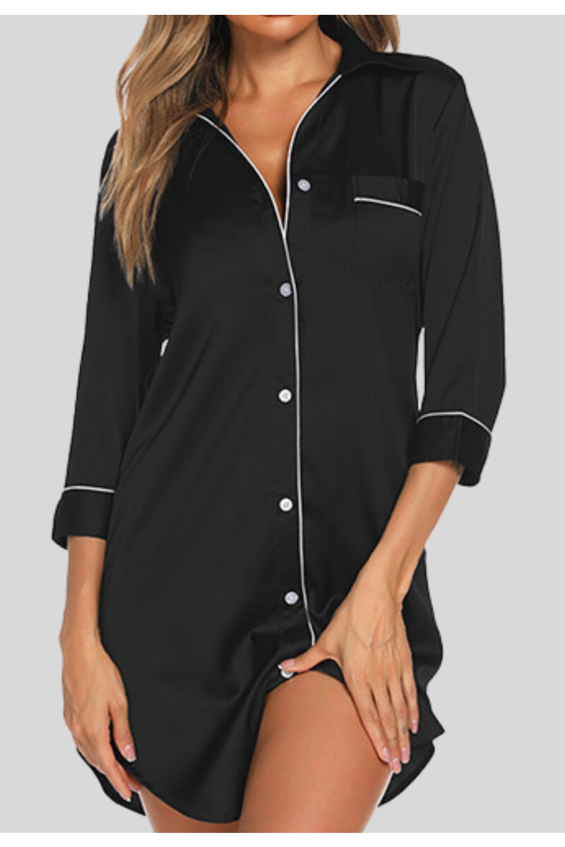 CAMISA SEDA MANGA 3/4 NEGRO