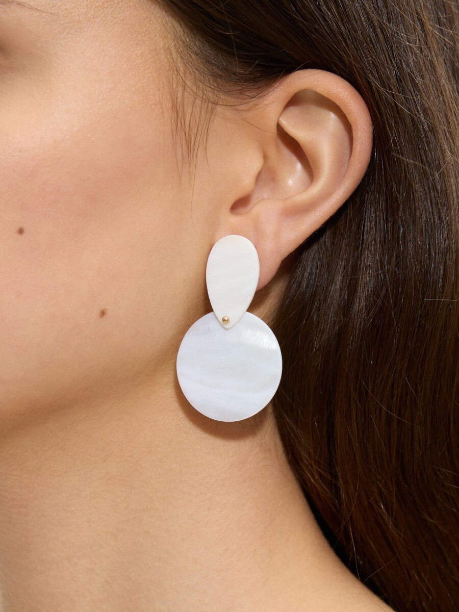 Pendientes De Concha Circular blanco