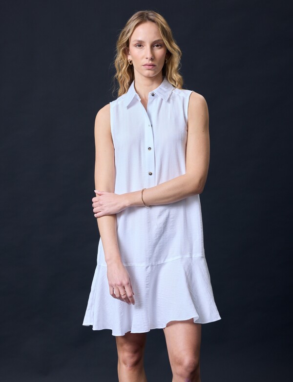 Vestido Escote Camisa BLANCO