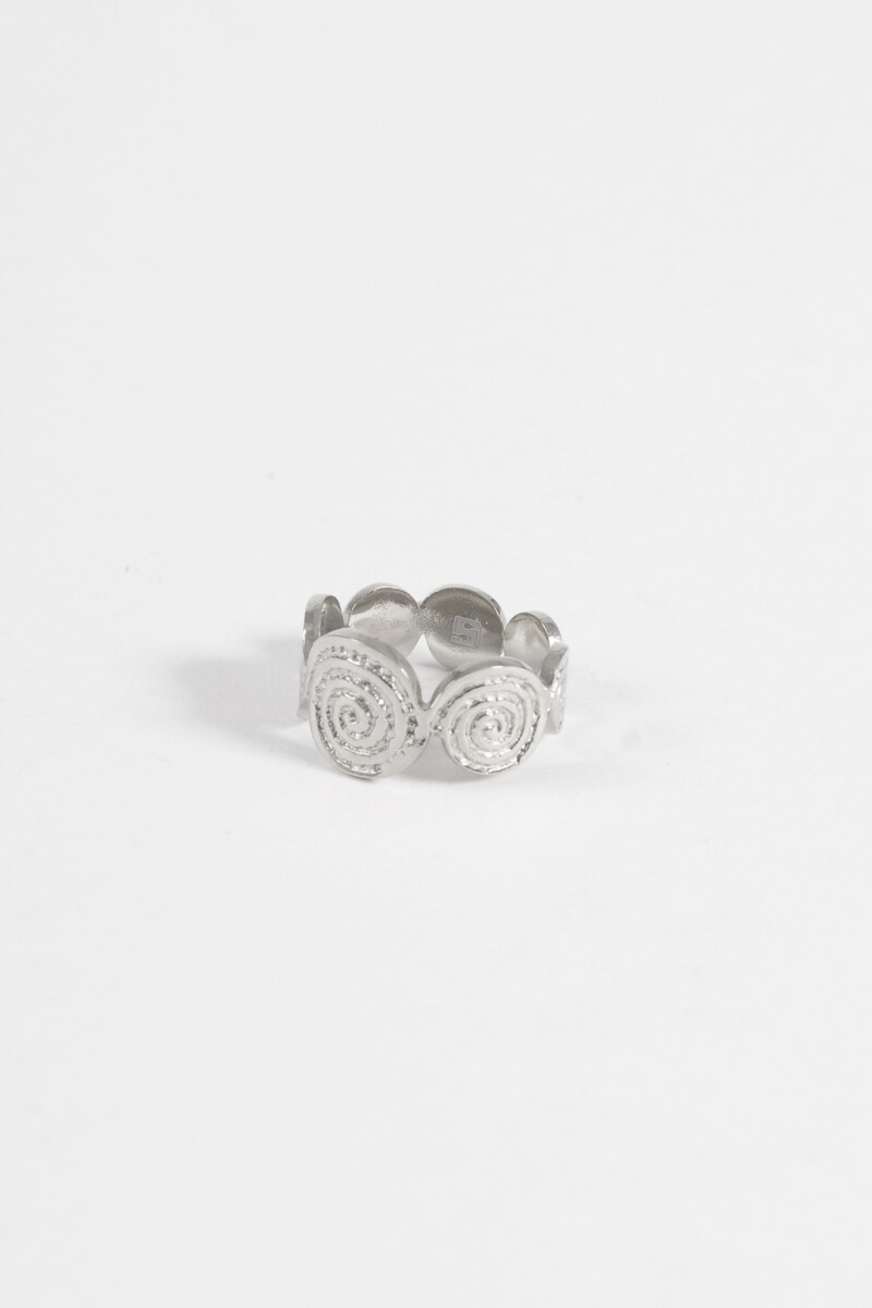 Anillo acero espiral plateado