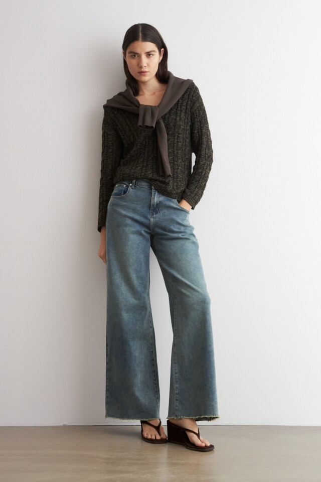 Sweater cinta estructuras verde oliva