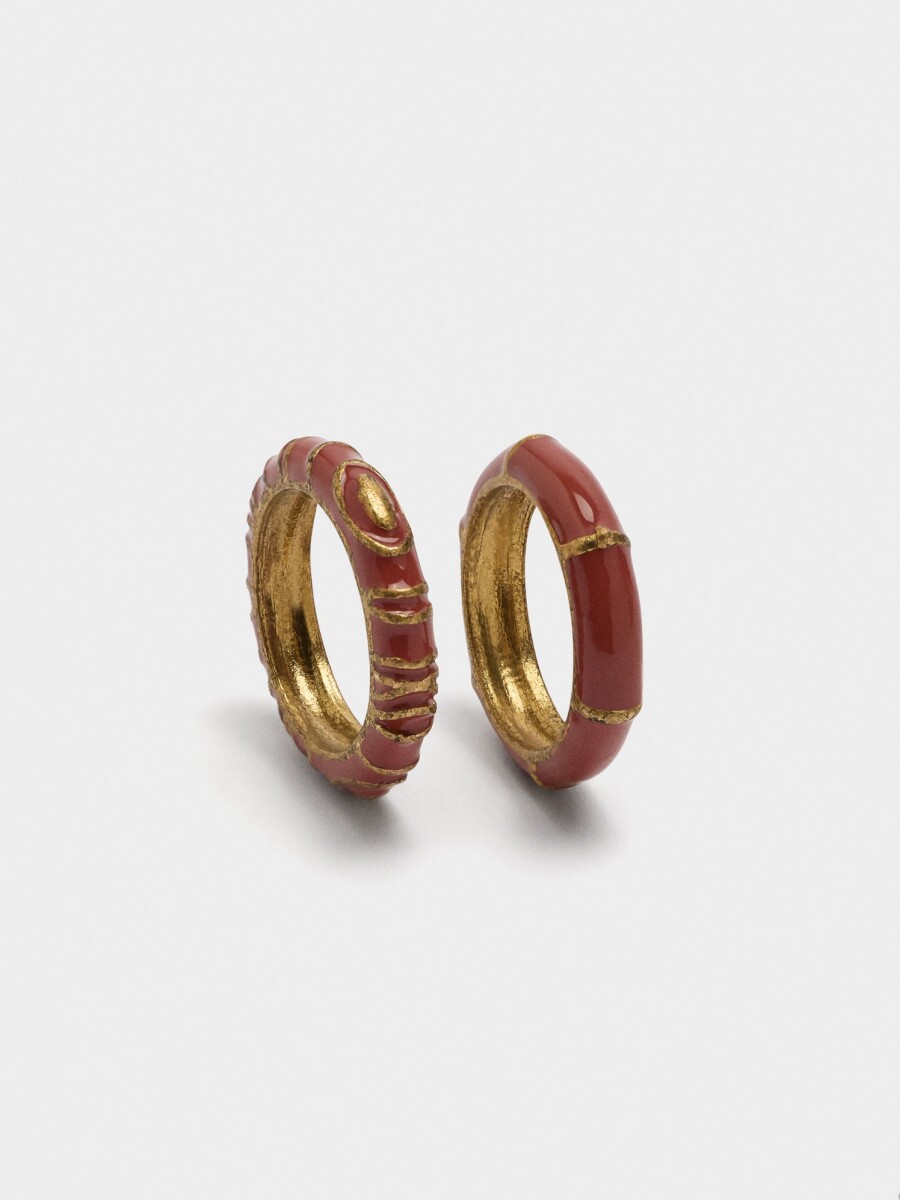 Set De Anillos Con Esmalte marron