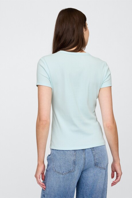 Remera Rib Cuello Redondo Mujer Azul