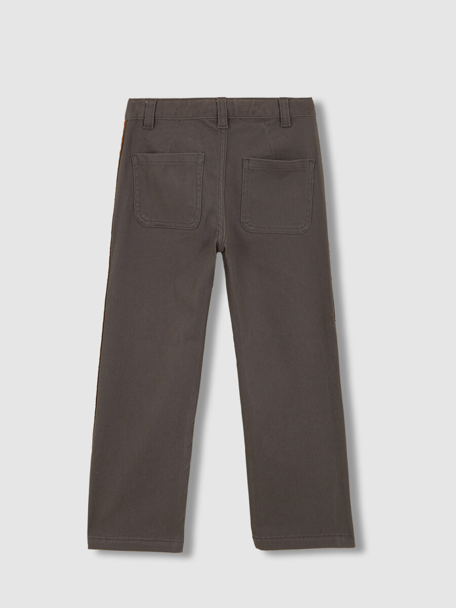 Pantalon Campana Con Cinta Lateral Gris Marengo