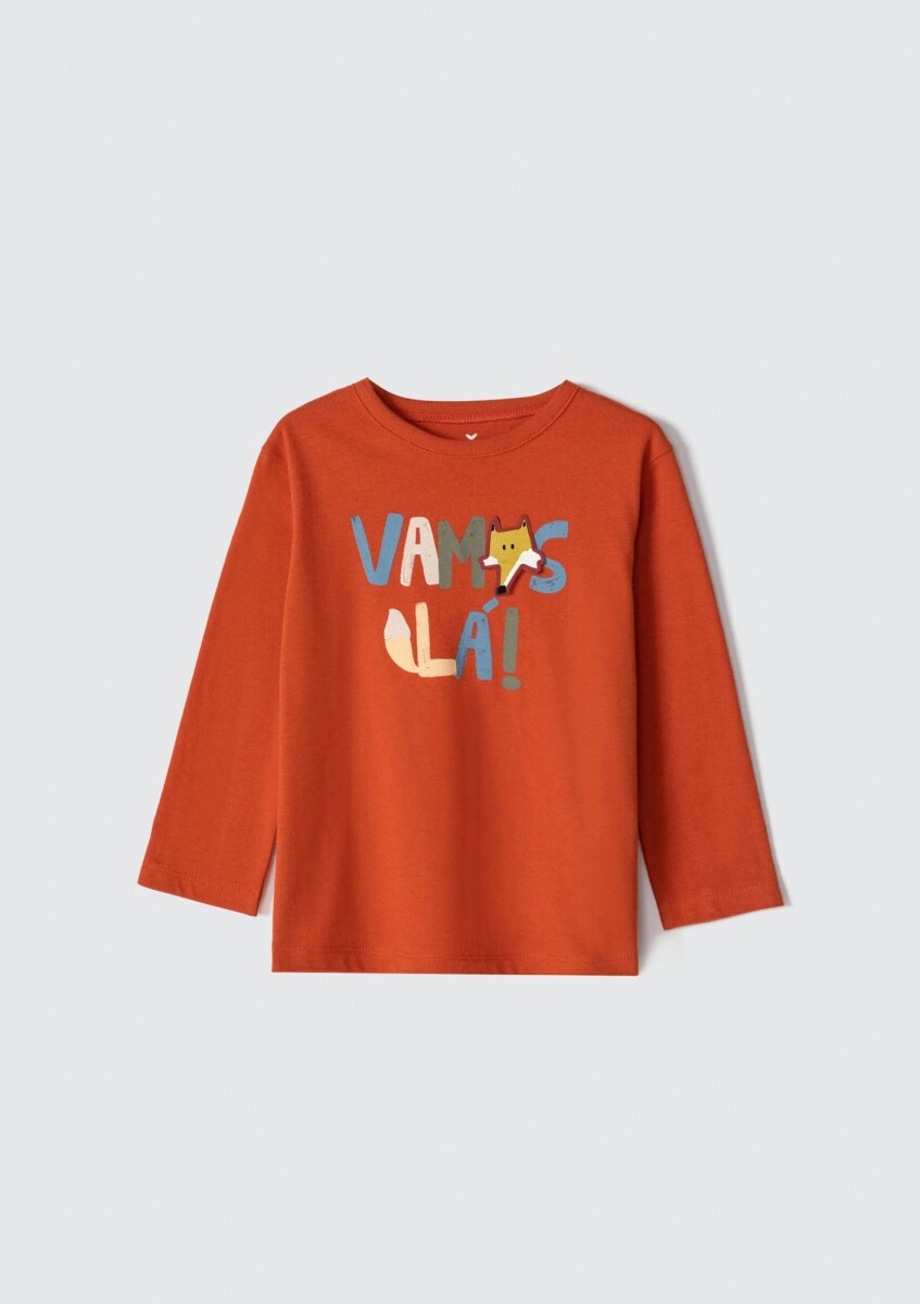 CAMISETA INFANTIL CON ESTAMPA - NARANJA 