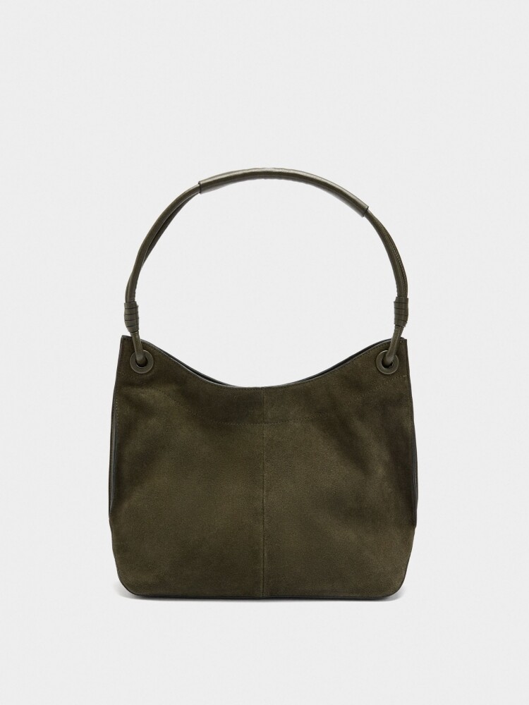 Bolso De Hombro Con Detalles De Piel caqui