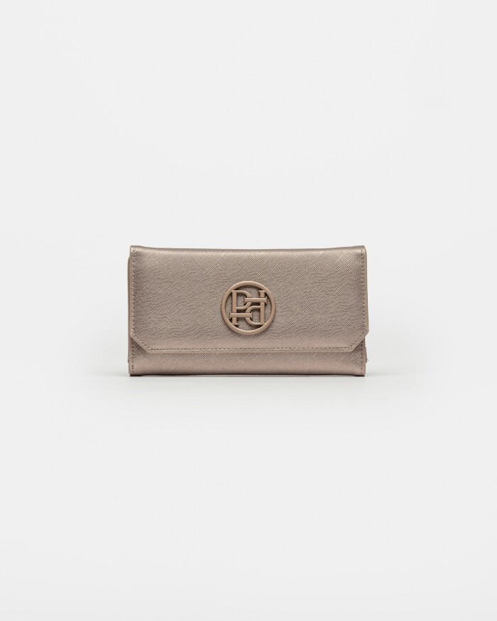 Billetera P&P En Efecto Cuero Zaffiano Metalizado