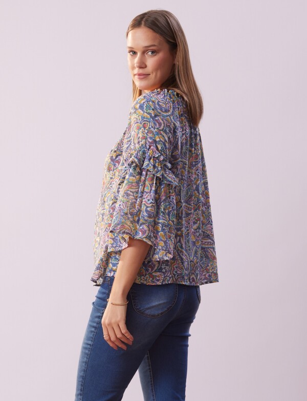 Blusa Printed MULTI/AZUL