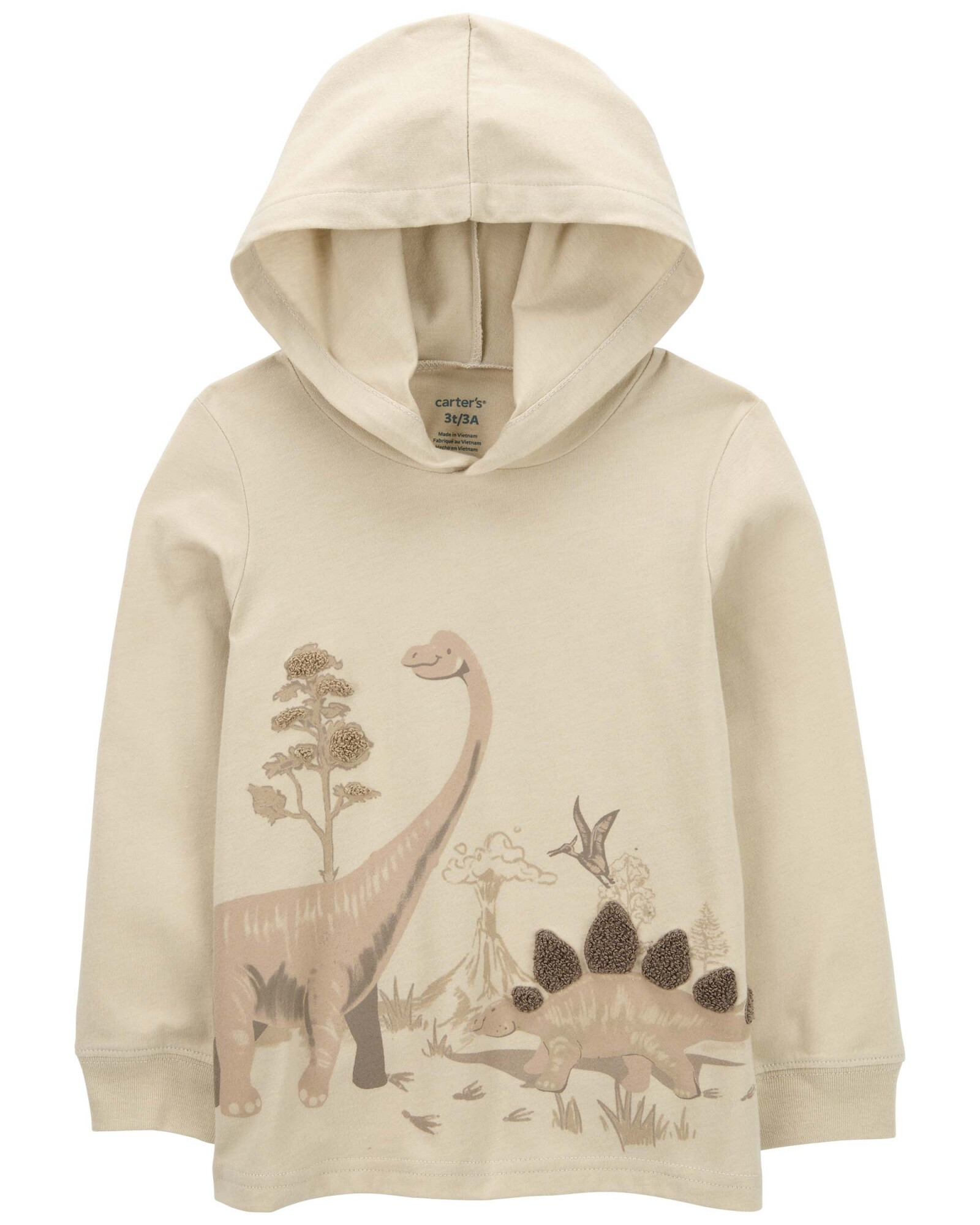 Remera de algodón, con capucha, diseño dinos Sin color