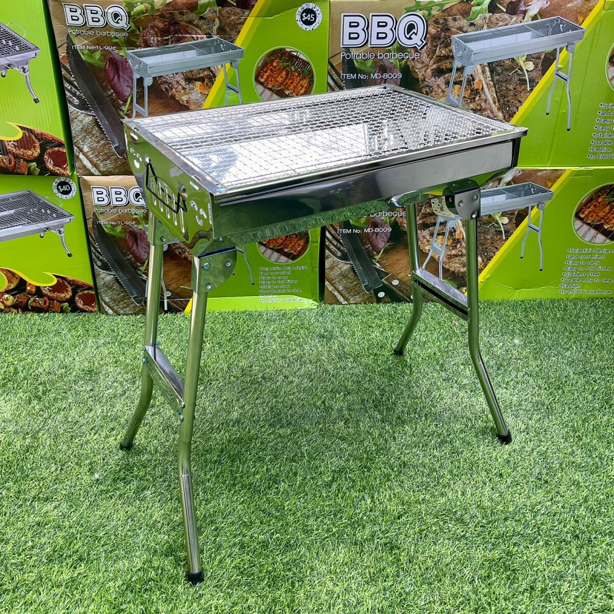 Parrilla Camping Acero Inoxidable Plegable Para Carbón 