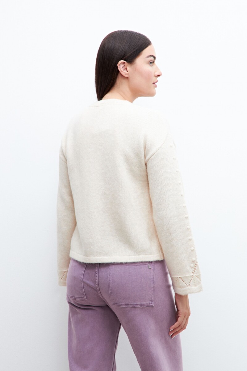 Sweater con detalle calado beige claro