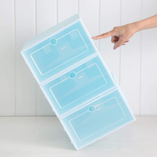 Caja Organizadora Zapatos Zapatera 24 Unidades Caja Apilable Variante Color Celeste