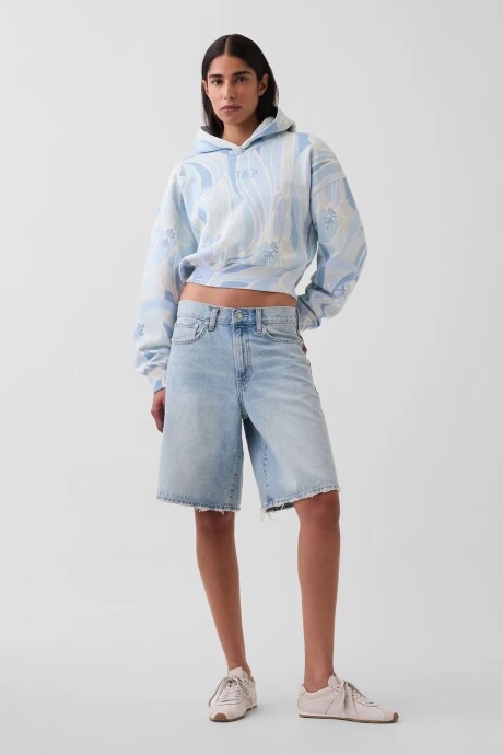 Canguro Logo Gap Cropped Mujer Blue Print 307