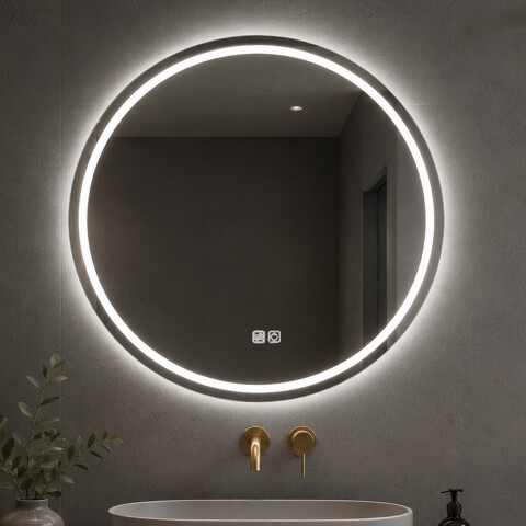 Espejo Led Redondo Para Baño Función Desempañado Led02 60cm ESPEJO REDONDO LED02 60CM LED INTERIOR