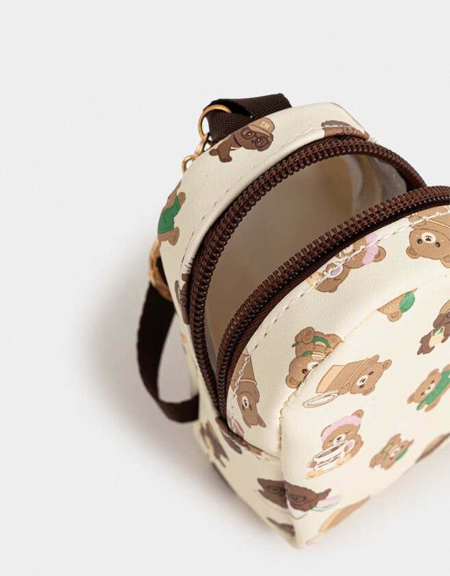 Llavero PU Llavero De Mochila De Pu Estampada Con Tiracierre - Blanco Crema