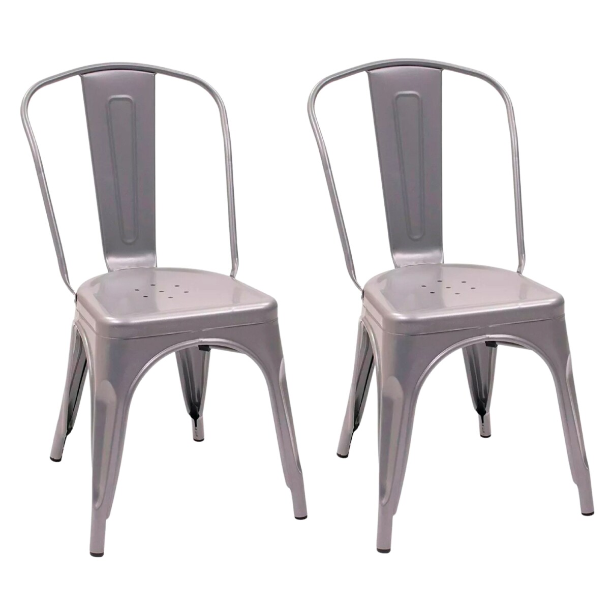 Pack x2 Sillas Tolix Lumax Metal Colores Living Comedor - Gris 