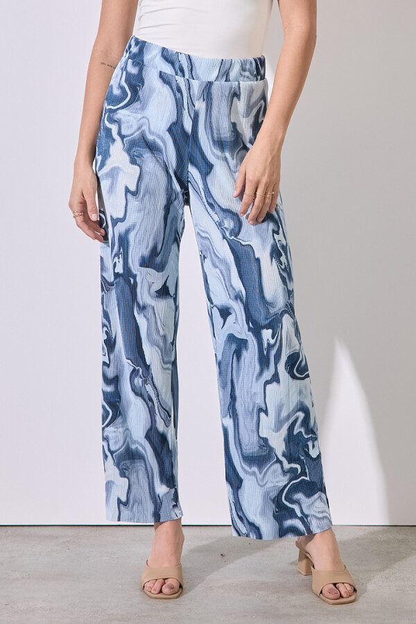 Pantalon Plisado AZUL/MULTI