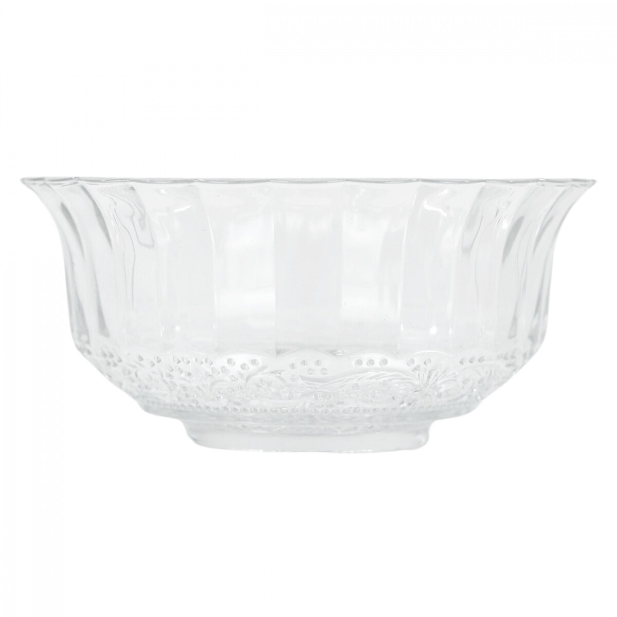 Bowl de vidrio labrado con borde de flor 