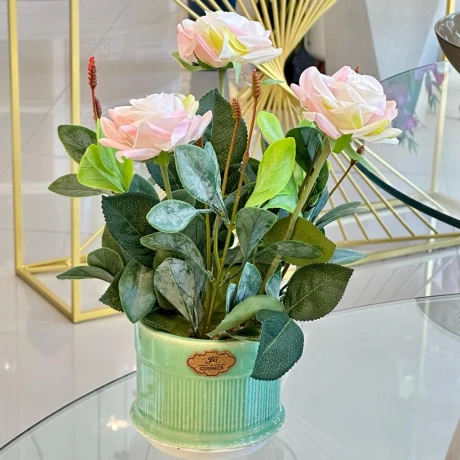 Planta Flores Artificial Maceta Alto 11cm x Ø 33cm Planta Flores Artificial Maceta Alto 11cm x Ø 33cm