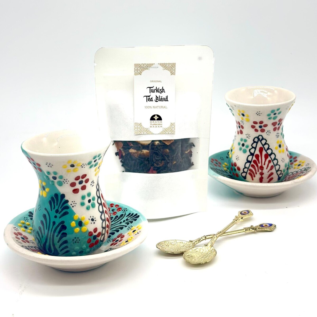 Set de té para dos personas cerámica - Verde agua 