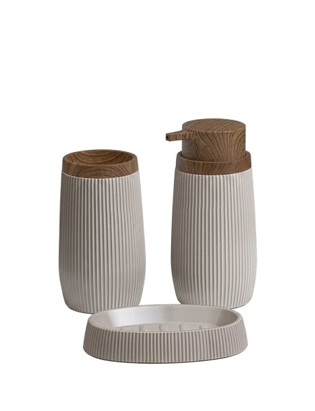 SET 3PCS BAÑO PP Y MADERA BEIGE SET 3PCS BAÑO PP Y MADERA BEIGE
