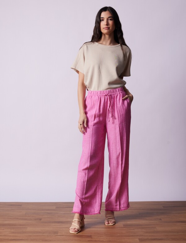 Pantalon Lino Cordel FUCSIA