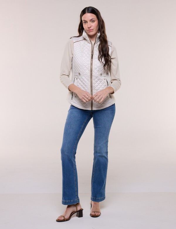 Chaleco Abrigo Ribete BEIGE CLARO