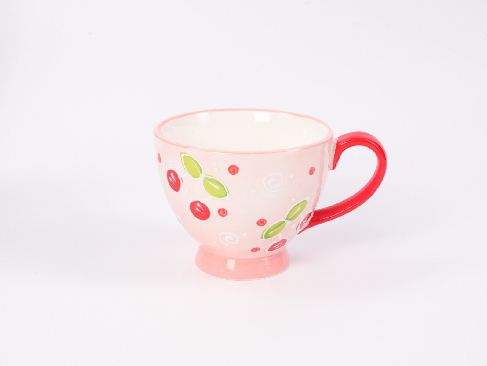 TAZA DE CERÁMICA CON DISEÑO DE CEREZA (450 ML/ROJA) 