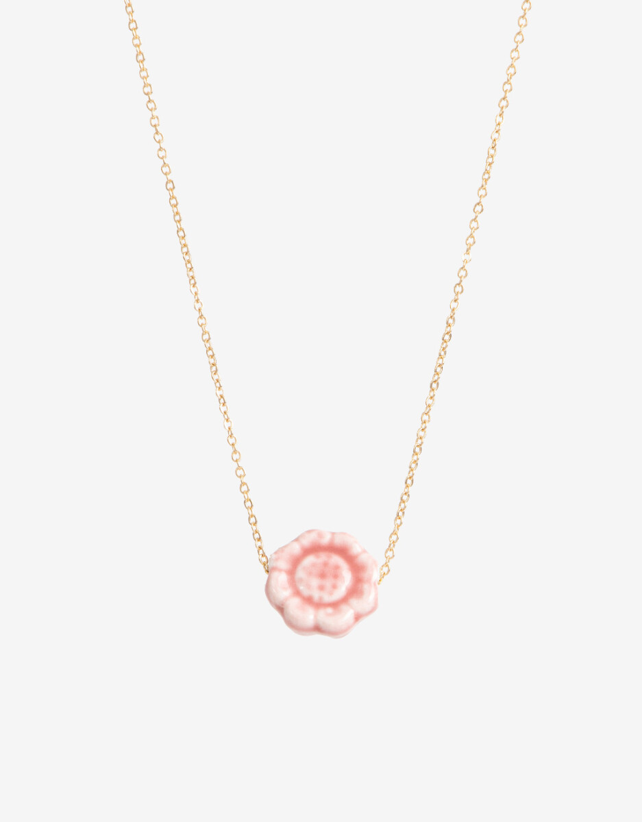 Collar Con Dije Flor Cerámica. 