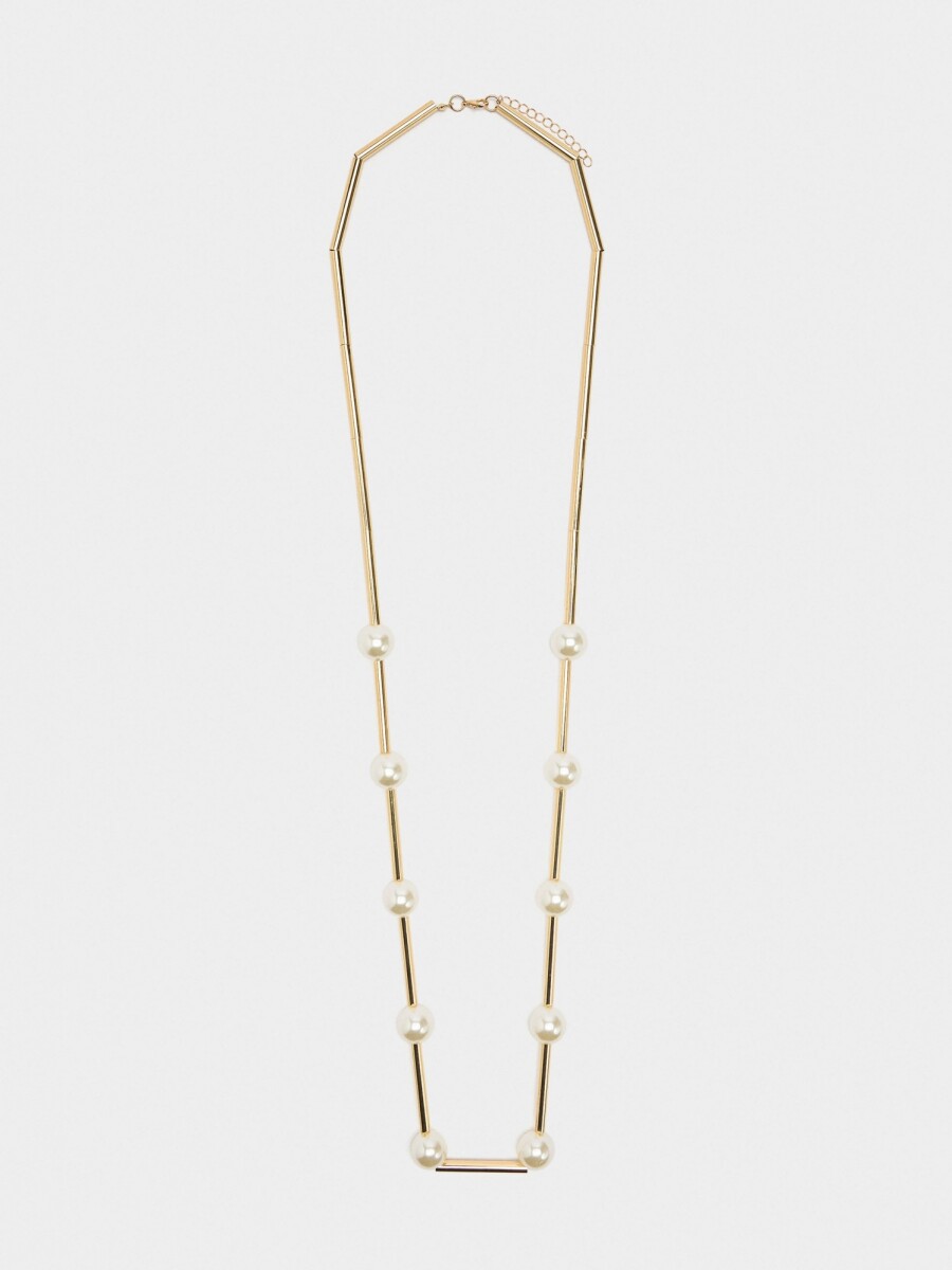 Collar Largo De Perlas blanco