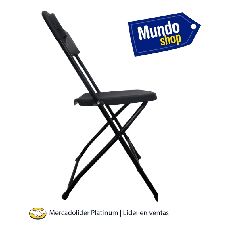 Silla Plegable Reforzada Para Jardin Exterior Metal Plastico Negro