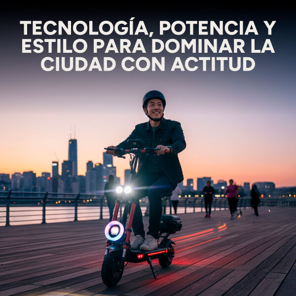 Scooter Monopatín Eléctrico Gogreen Flow Motor 1000w 60 Km/h Color Negro