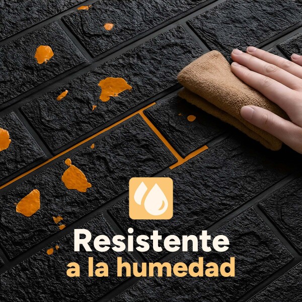 Revestimiento Pared Adhesivo 3d Piedra Ladrillo 500x70cm Diseño Negro